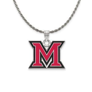 Sterling Silver Miami U Large Enamel 'M' Necklace - 18 Inch